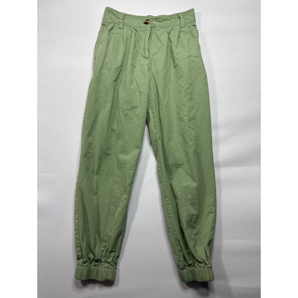 Halara Women's High Waisted Pleated Cotton Green Casual Joggers - XS (25x24.5)*